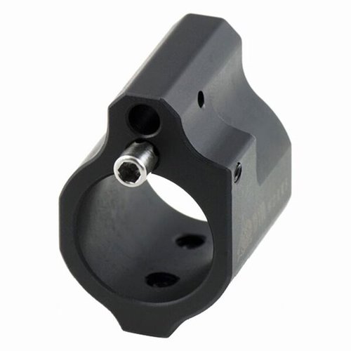 ODIN Works AR-15 Low Profile Gassblokk gir 20 justeringspunkter for finjustering av gassflyt, laget av karbonstål med svart nitride-finish.