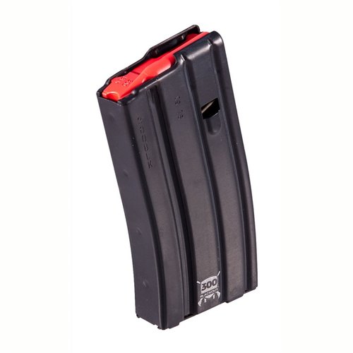 D&H INDUSTRIES AR-15 magasin i 300 Blackout, laget av aluminium med rød følger. Tilgjengelig i 10, 20 og 30 skudd for pålitelig ytelse.