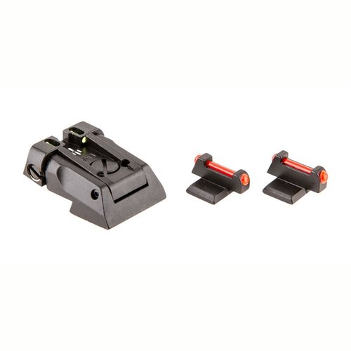 Fusion Firearms Dovetail siktesett med Fiber Optic, justerbart for presis POI-tuning, lav profil for enkel holstering, og tilgjengelig i flere farger.