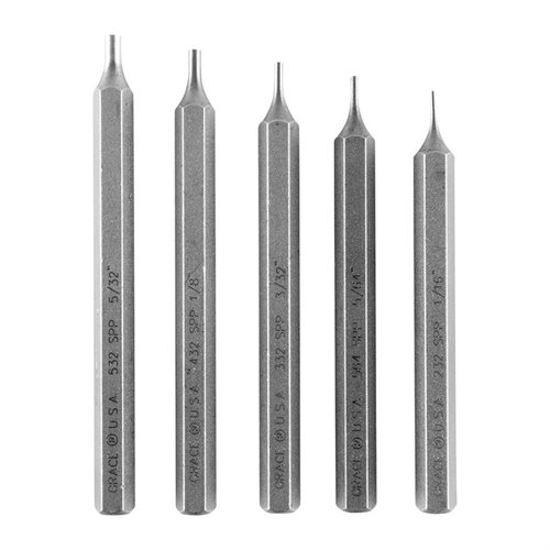 Grace USA Short Pin Punch Set tilbyr høy presisjon og holdbarhet, laget av høy karbon molybdenverktøystål, med hex stock design som forhindrer rulling.
