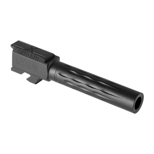 Faxon Flame Match Barrel for Glock 19® gir en presis og kjøligere skyting med sitt unike design, slitesterk Nitride-finish og enkel installasjon uten gunsmithing.