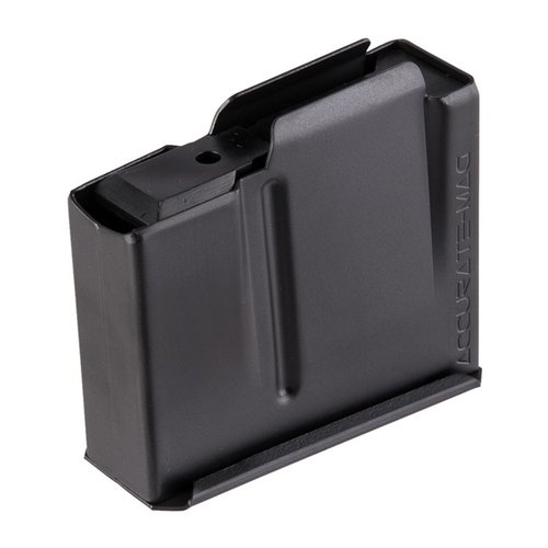AICS-magasinet fra Accurate-Mag for 6.5 Creedmoor gir rask omlasting med 5- eller 10-skudds kapasitet, laget av stål med svart nitride-finish.