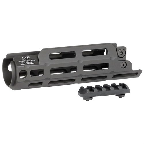 Oppgrader din MP5M med Midwest Industries HK MP5M Drop-In Handguard i 6061 aluminium, 15 M-LOK festepunkter, og to hurtigfester for slynge.