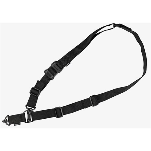 Magpul MS4 QDM Sling gir rask omstilling mellom én- og to-punkts drift, med hurtigkoblinger, lav profil og sikker justering for alle kroppstyper.