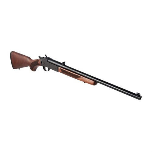 HENRY SINGLESHOT 45-70 er en sikker og presis enkeltskuddrifle med 22" løp, klassiske sikter og en komfortabel valnøttskjeft med gummikappe.