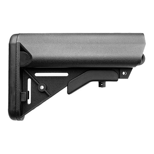 B5 Systems AR-15 SOPMOD-stokk er ideell for klonriflebygg, uten QD-feste og kommersielt logo, tilgjengelig i svart eller coyote.