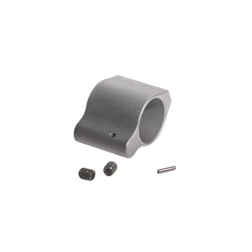Luth-AR lavprofil gassblokk i stål, tilgjengelig i .750 og .936 diameter, passer til standard AR-15 rifler for pålitelig ytelse og enkel installasjon.