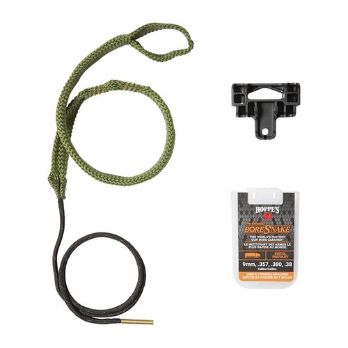 Pistol Bore Snake rengjør raskt og effektivt løpet på pistolen din med en innebygd børste og flettet floss, og er gjenbrukbar med praktisk oppbevaringsetui.