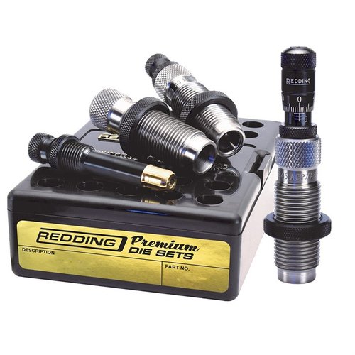 Redding Premium Handgun Die Set gir presisjon og holdbarhet med TiN-belagt expander, optimalisert bullet seating og forbedret bruk med progressive presses.