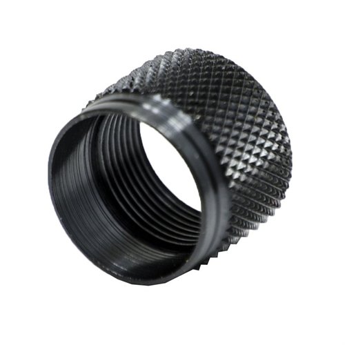 Beskytt trådene på løpet ditt med GrovTec Muzzle Thread Protector, laget av stål med svart oksidfinish, for et ferdig utseende og enkel installasjon.