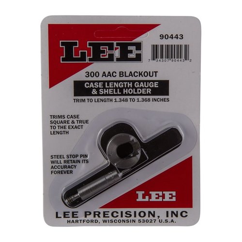 CASE LENGTH GAUGES fra LEE PRECISION gir en presis og enkel måte å trimme til riktig lengde og kvadrere hylsemunnen, perfekt for 300 AAC BLACKOUT.