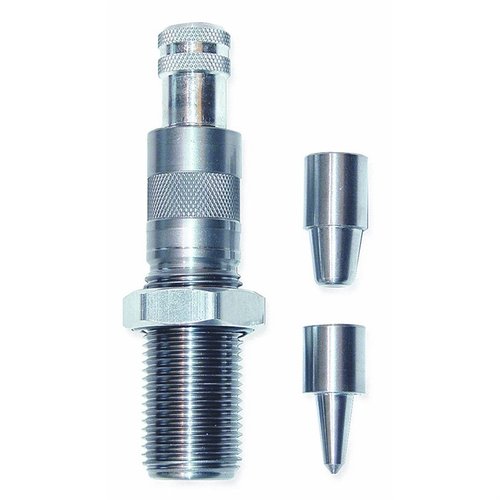 Lee Universal Case Expanding Die flarer forsiktig hylsemunnen for å akseptere støpte kuler uten å skjære. Inkluderer nakkeplugger for .22 cal til .45 cal.