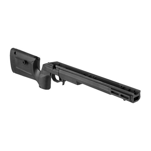 Howa 1500 Bravo Chassis i svart og flat mørk jord gir økt stivhet, justerbar kinnhøyde, M-LOK-kompatibilitet og passer til AICS-magasiner.