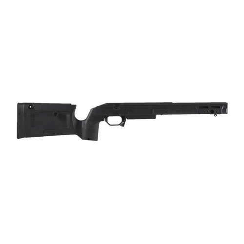 KRG Bravo Chassis for Tikka T3X er lett, modulær og komfortabel med presis bedding, AICS magasinkompatibilitet og justerbar ergonomi for optimale skudd.