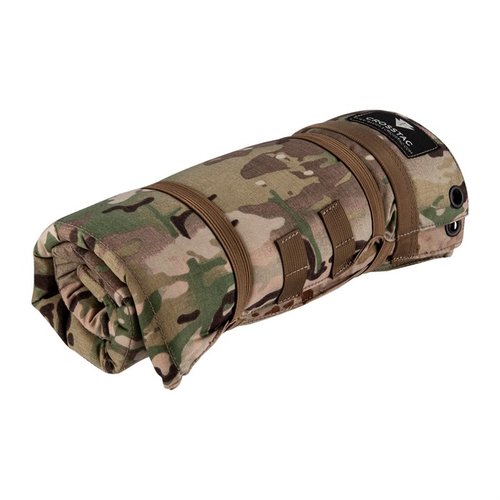 Crosstac Recon Shooting Mat er lett og kompakt, med bipod-støtte, slitesterkt 500 Denier cordura-stoff, og kan brukes som camouflage eller improvisert skjul.