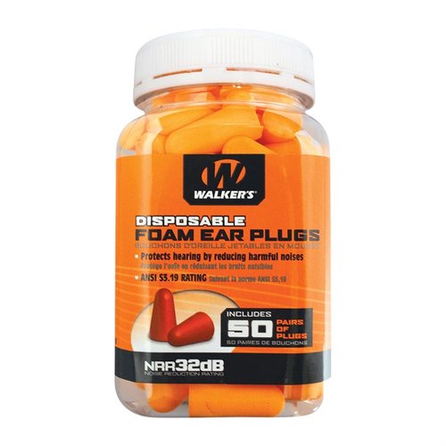 Walkers Foam Ear Plugs med nakkebånd holder øreproppene sammen, gir 25 dB støyreduksjon og inkluderer ekstra plugger for optimal hørselbeskyttelse.