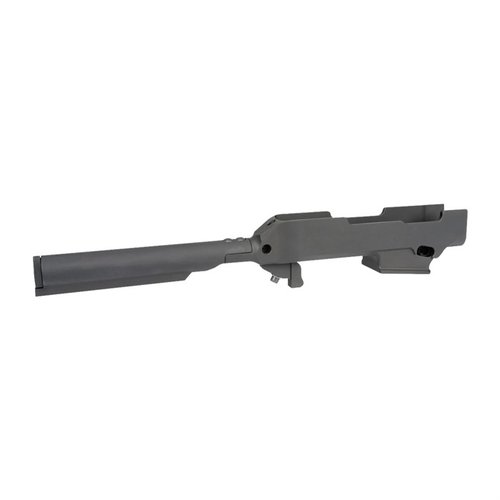 Midwest Industries Ruger PC Carbine Takedown Chassis gir økt holdbarhet, enkel installasjon, tilgang til magasinbrønn og vanntett oppbevaringsrom.