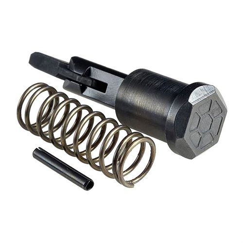 Strike Industries AR Forward Assist med hex-design er laget av høykvalitets karbonstål, varmebehandlet og inkluderer fjær og rullepinne for enkel oppgradering.