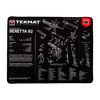 TekMat Ultra 20 Pistol Cleaning Mat er vanntett, ripefast og kjemikalieresistent, med diagrammer for enkel demontering og montering av Beretta 92.