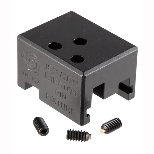 Apex Ejector Pin Fixture sikrer nøyaktig posisjonering av ejector på 1911/2011 rammer, med holdbar stål-konstruksjon og skånsomme sett-skruer.