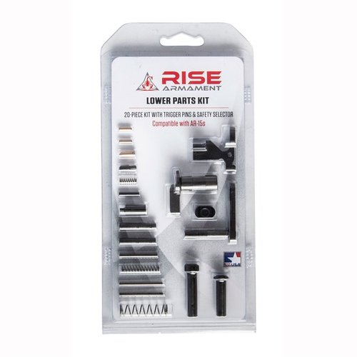 Fullfør din AR-15 lower receiver med Rise Armament AR-15 Lower Parts Kit, som inkluderer alle nødvendige komponenter for enkel montering.