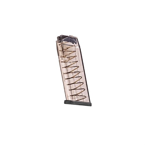 10MM magasiner for Glock® med 15-runders kapasitet, ekstrem støtbestandighet, kjemikalieresistens og gjennomsiktig kropp for enkel ammunisjonssjekk.