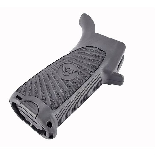 Wilson Combat Starburst Gunfighter Grip gir en komfortabel og ergonomisk grep for AR-15, med lagringsplass og vanntett gummitetning for ekstra funksjonalitet.