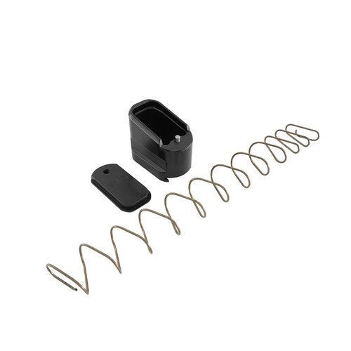 S15 Magazine Extension for Glock® G43X/G48 gir 5 ekstra skudd, har lett tilgjengelig bunnplate for enkel service, laget av 6061 aluminium med livstidsgaranti.
