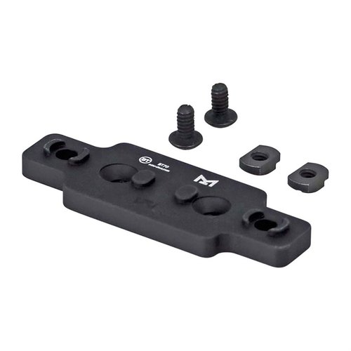 M-LOK adapter for Atlas bipoder gir en solid forbindelse til M-LOK monteringssystemer, laget av 6061-T6 aluminium og inkluderer nødvendige festemidler.