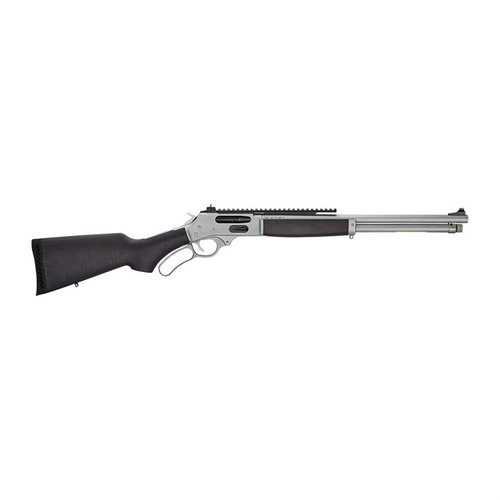 Henry Repeating Arms ALL WEATHER SIDE GATE PICATINNY 45-70 kombinerer holdbarhet med presisjon, med en 18.43" løp og justerbare sikter for optimal ytelse.