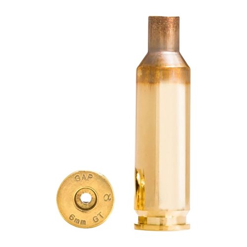 6mm GT fra Alpha Munitions gir optimal ytelse med lav SD, problemfri mating, og lang levetid for tennpocket og hylser, perfekt for presisjonsskyting.