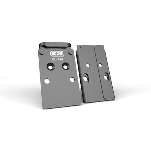 C&H Precision V4 MIL/LEO Optic Mounting Plate for Glock, laget av 6061 aluminium, hard-anodisert, med to recoil posts og Torx skruer for optimal festing.