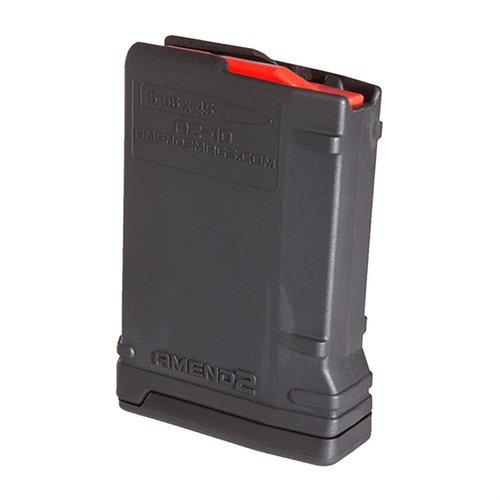Amend2® 10 runde magasin i robust polymer, med anti-tilt følger og rustfritt stål fjær. Lett og holdbar, perfekt for jakt og begrensede magasinkapasiteter.
