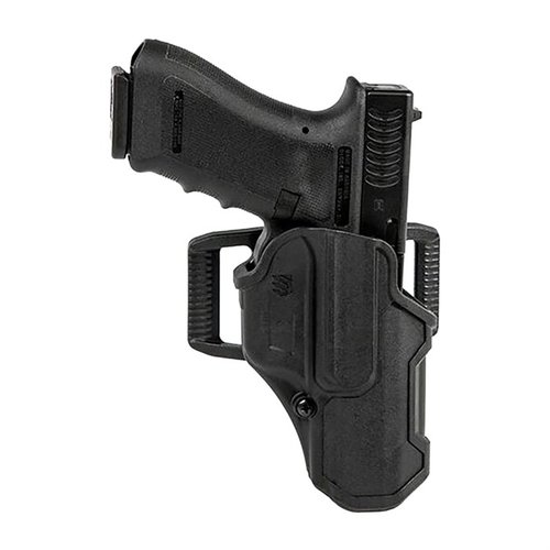 T-SERIES L2C-holster gir sikkerhet med tommelaktiverte låsemekanismer, og er laget av forsterket polymer med lyddempende, hydrofobisk foring.
