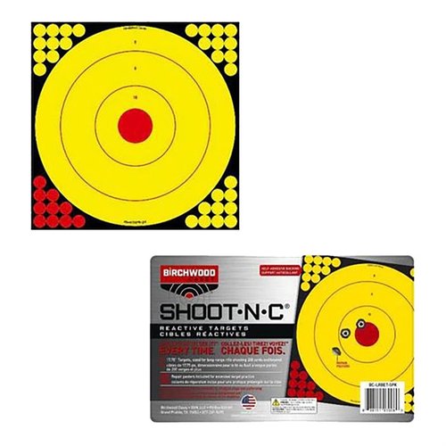 LONG RANGE SHOOT-N-C BULLSEYE TARGET er en 5-pack med selvklebende mål som er lett synlige med svart sprut, perfekt for langdistanseskyting. Størrelse: 17,75" x 17,75".