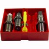 Lee Steel 3-Die Pistol Set for .50 AE inkluderer Full Length Sizing Die, Bullet Seating Die og Powder Through Expanding Die, perfekt for presis omforming.