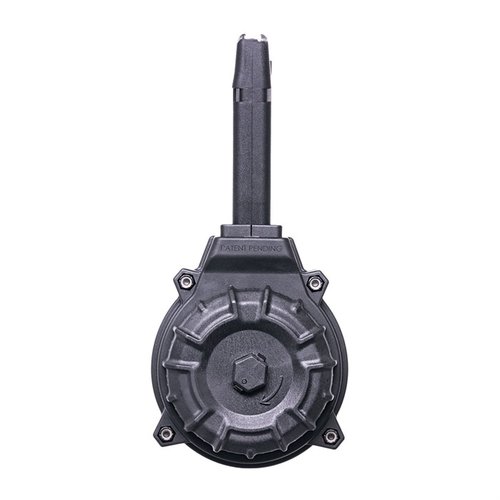 50-skudds trommelmagasin for Glock® 17 og 19 9mm, laget av DuPont® Zytel™ polymer, med injeksjonsstøpt følger og fjær av varmebehandlet kromsilisium.