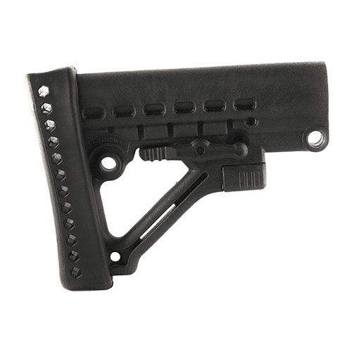 Archangel® justerbar buttstock med 6 posisjoner, laget av høystyrke polymer, passer alle kommersielle buffer rør, med QD sling-swivel og gummipad.