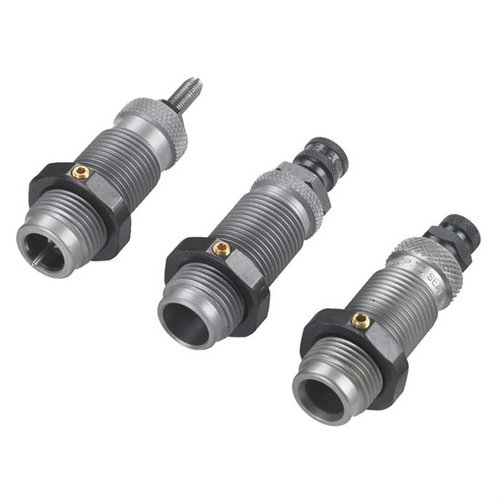 RCBS 38 Super Carbide 3-Die Set gir deg alt du trenger for effektiv omforming av patroner, uten behov for smøring og med presisjonsjustering av kule.