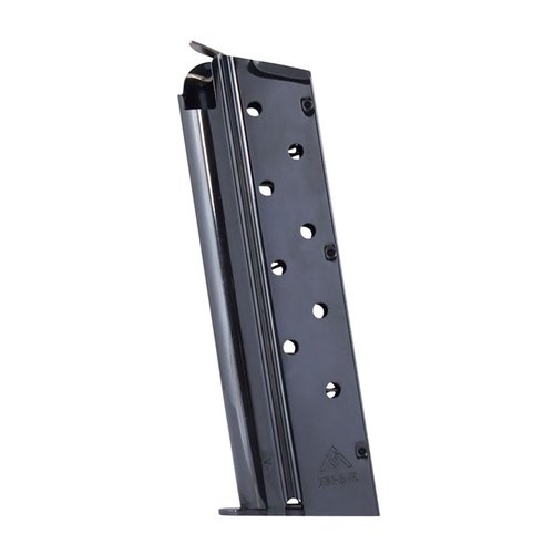 MEC-GAR 1911 Full Size magasiner tilbyr holdbarhet med varmebehandlet karbonstål, anti-friksjonsbelegg og polymerfølger for pålitelig ytelse.