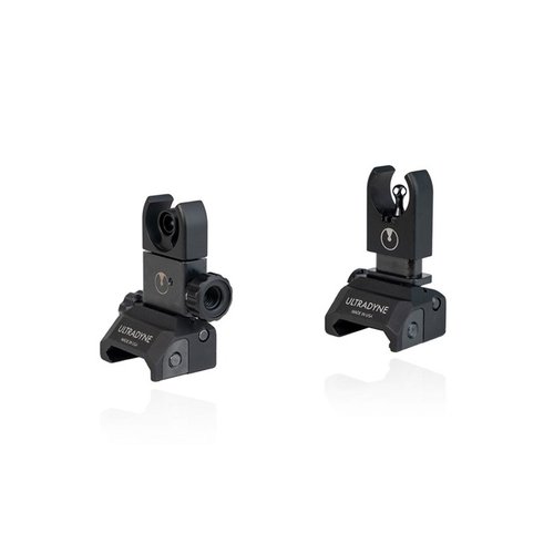 Ultradyne C4 Folding Front og Rear Sight Combo gir presisjon med sirkelsystem og ballistisk kalibrering for 7.62/.308, lett og kompakt design.