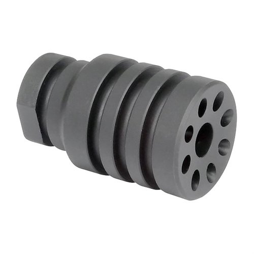 Midwest Industries Pistol Blast Diverter reduserer munnblast fremover, laget av verktøystål med fosfatbehandling, ½-28 gjenger for 5.56/.223, 100% laget i USA.