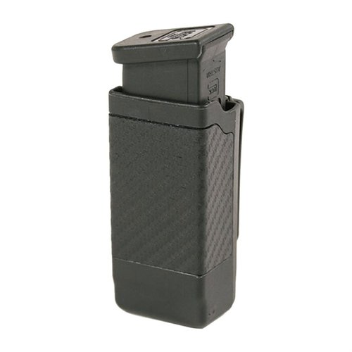 Lettvekts, høystyrke polymer magasinholder med innebygd spenningsfjær for sikker oppbevaring og rask tilgang til magasinet. Passer til 9mm/.40 Cal.