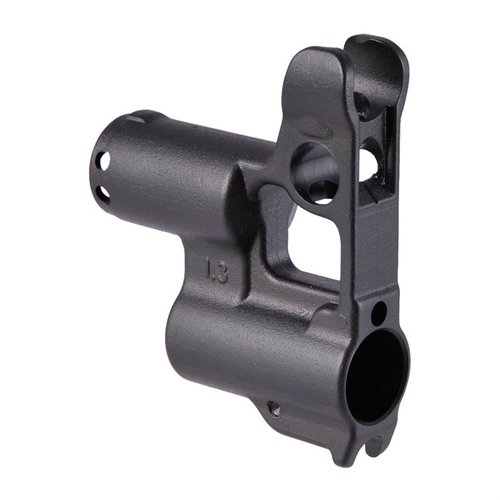 GAS BLOCK COMBO med detent hull fra JMAC CUSTOMS, perfekt for Pistol, SBR og Rifle bygg, lettet front og tilpasset utseende, passer vanlige 0.591" gassblokker.