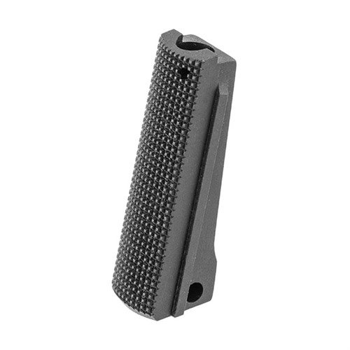 Fusion Pro-Series Mainspring Housing i rustfritt stål for 1911 Government og Commander modeller, CNC-maskinert med 20 lpi sjakkert bak, tilgjengelig i svart eller rustfritt.