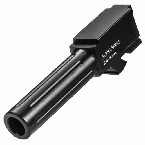 ALPHAWOLF 9MM LUGER-løp for Glock 26 gir presisjon og pålitelighet. Laget av stressavlastet 416 rustfritt stål med SBN-belegg for økt hardhet.