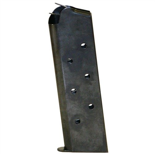 Chip McCormick's 1911 8RD .45ACP magasiner gir ekstra kapasitet og pålitelig mating, med stål, blå matt finish og Wolff fjærer for optimal ytelse.