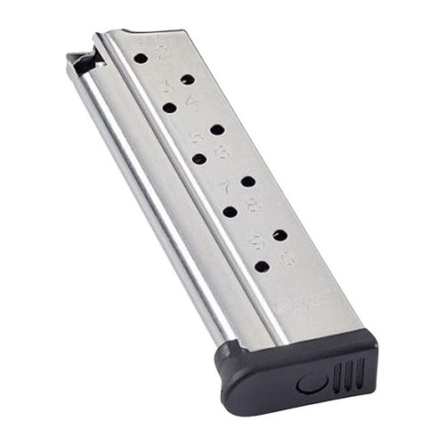 CMC Range Pro magasin for 1911, 9mm, 10 runder. Holdbar, rustfritt stål, anti-tilt follower, enkel å rengjøre og vedlikeholde, perfekt for trening og konkurranse.