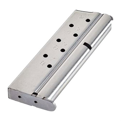 CMC Match Grade magasin for 1911 Compact 9mm har en 8-runders kapasitet, forbedret design, presisjon på +/- .001" og rustfritt stål for enkel skjuling.