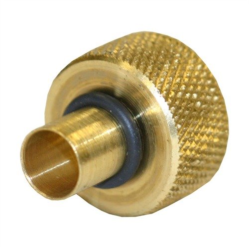 Dewey C-30 Muzzle Guide i maskinert messing med O-ring beskytter riflingen og rengjøringsstengene, holder stangen sentrert uten å skade belegget.